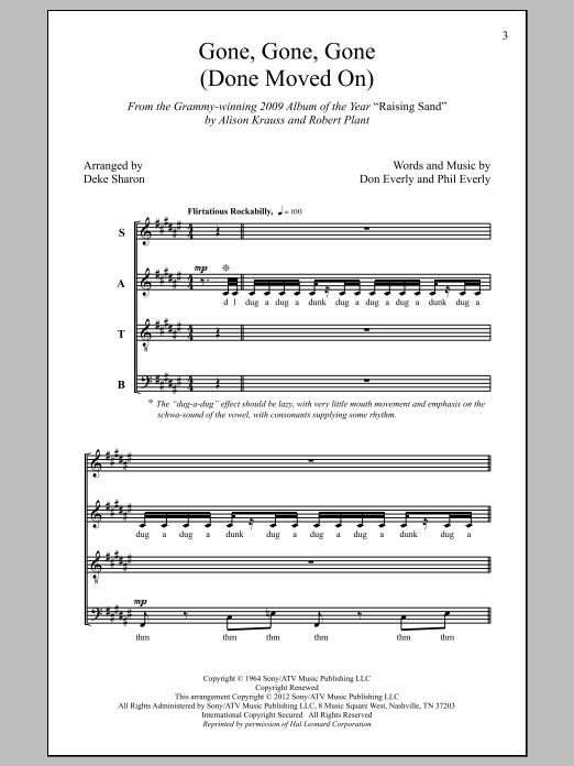 Download Deke Sharon Gone, Gone, Gone (Done Moved On) Sheet Music and learn how to play SATB PDF digital score in minutes