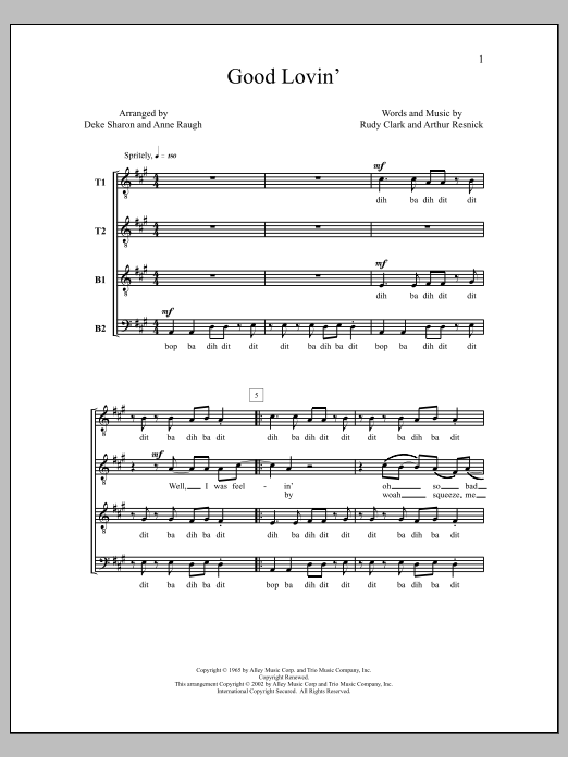 Download Deke Sharon Good Lovin' Sheet Music and learn how to play TTBB Choir PDF digital score in minutes