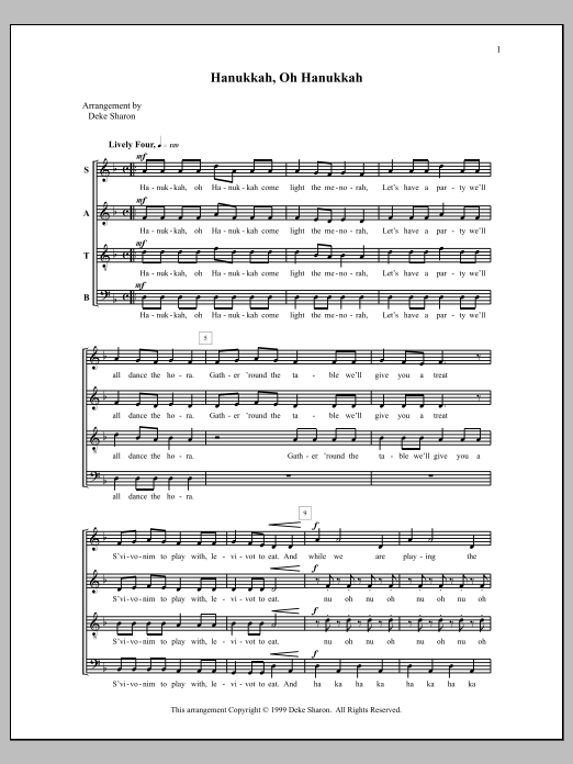 Download Deke Sharon Hanukkah, Oh Hanukkah Sheet Music and learn how to play SATB Choir PDF digital score in minutes