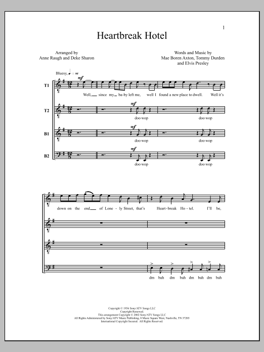 Download Deke Sharon Heartbreak Hotel Sheet Music and learn how to play TTBB Choir PDF digital score in minutes
