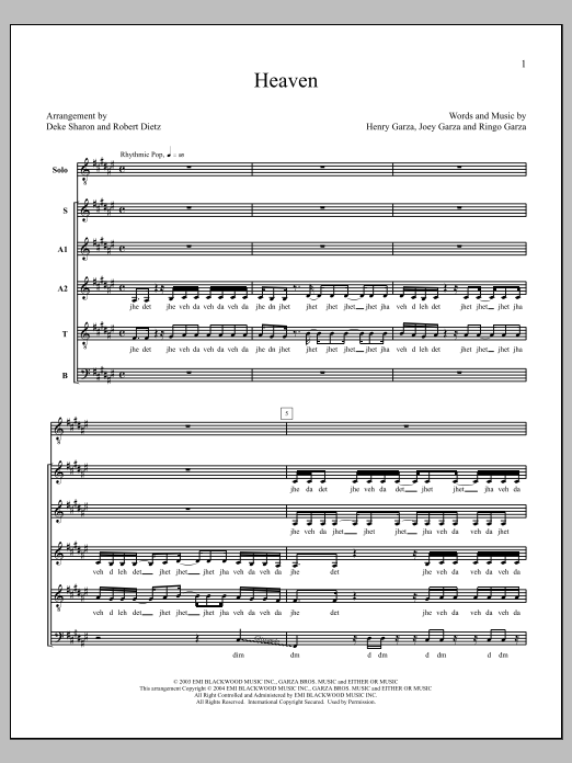 Download Deke Sharon Heaven Sheet Music and learn how to play Choir PDF digital score in minutes