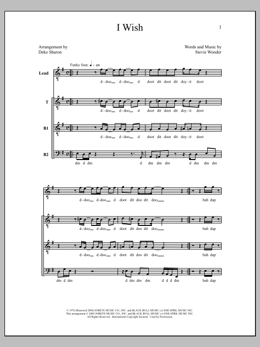 Download Deke Sharon I Wish Sheet Music and learn how to play TBB Choir PDF digital score in minutes