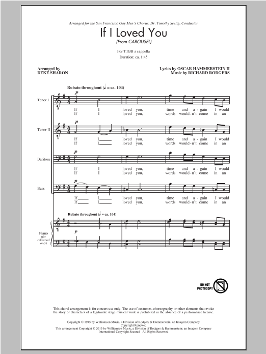 Download Deke Sharon If I Loved You Sheet Music and learn how to play SATB Choir PDF digital score in minutes