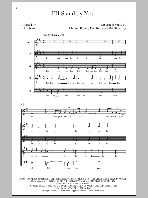 Download The Pretenders I'll Stand By You (arr. Deke Sharon) Sheet Music and learn how to play SATB PDF digital score in minutes