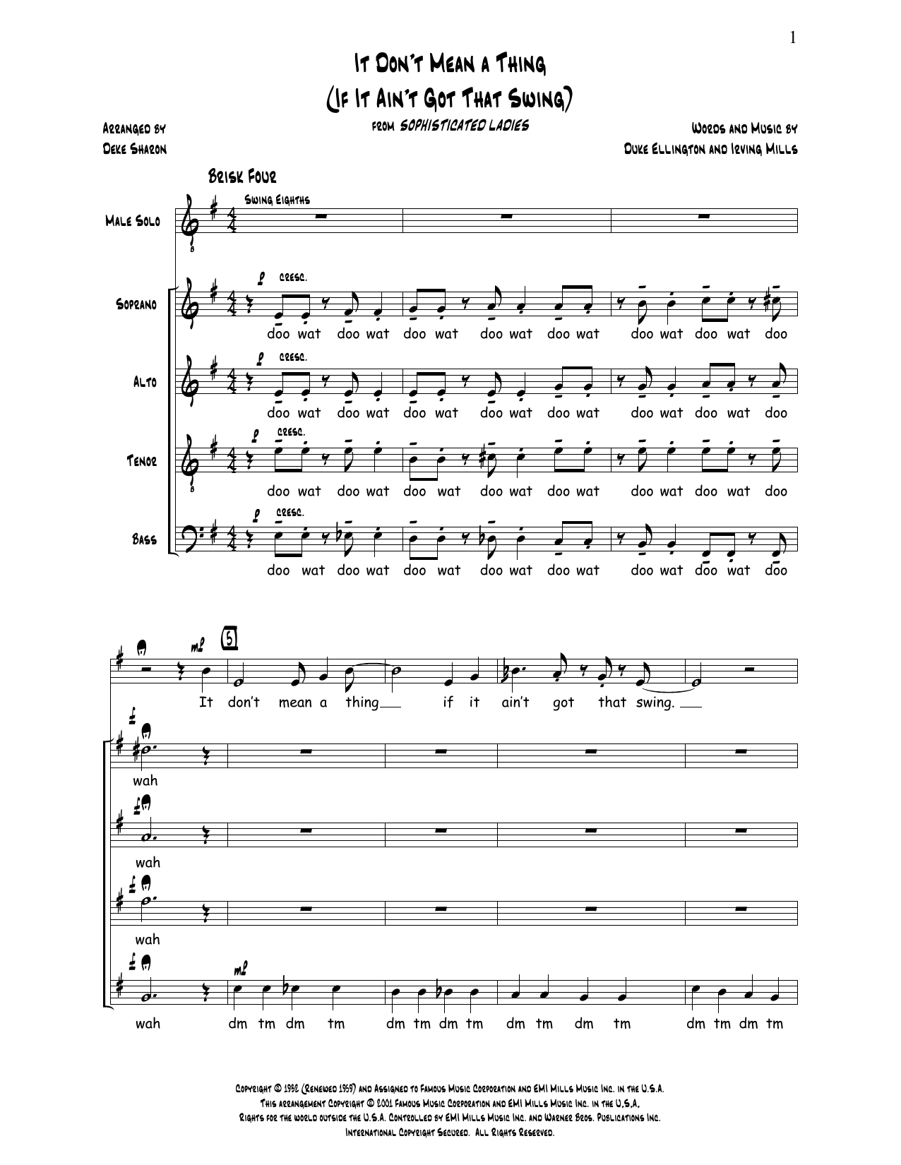 Download Deke Sharon It Don't Mean a Thing Sheet Music and learn how to play SATB Choir PDF digital score in minutes