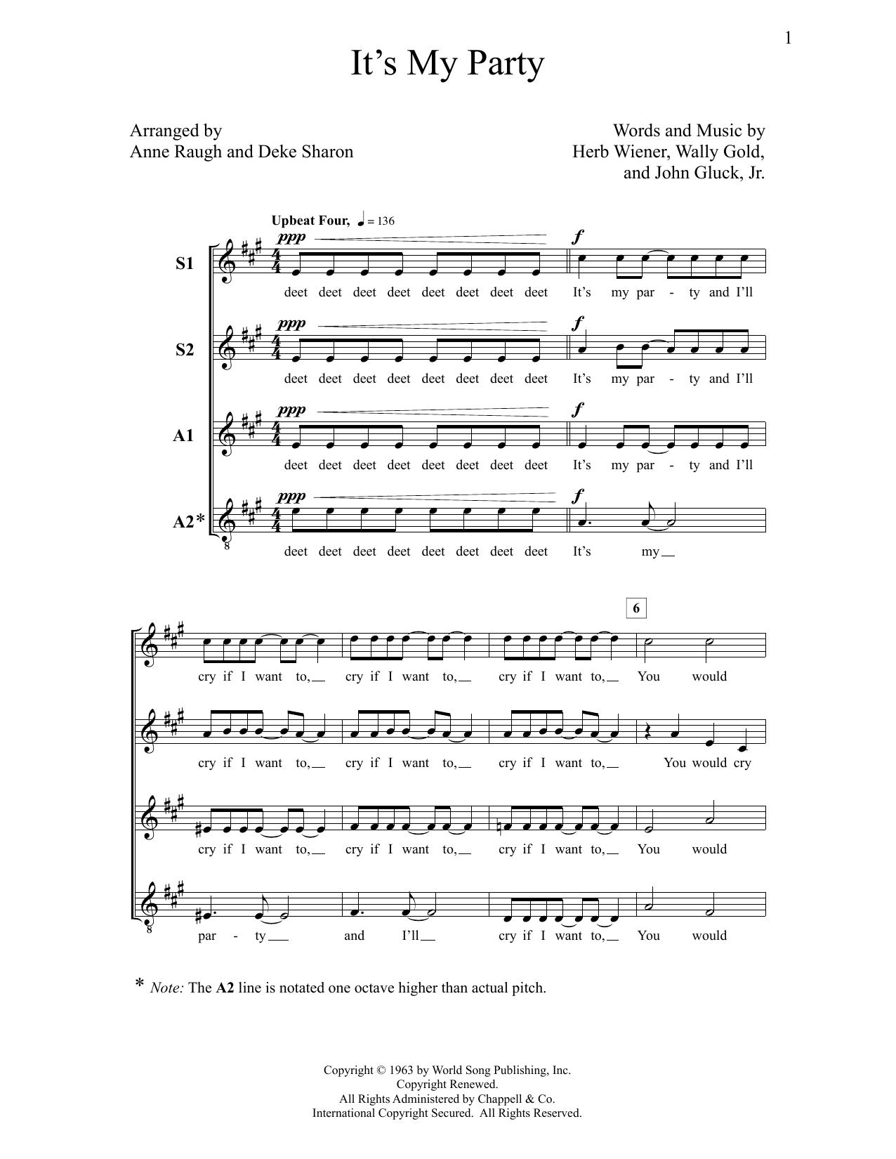 Download Deke Sharon It's My Party Sheet Music and learn how to play SSAA Choir PDF digital score in minutes