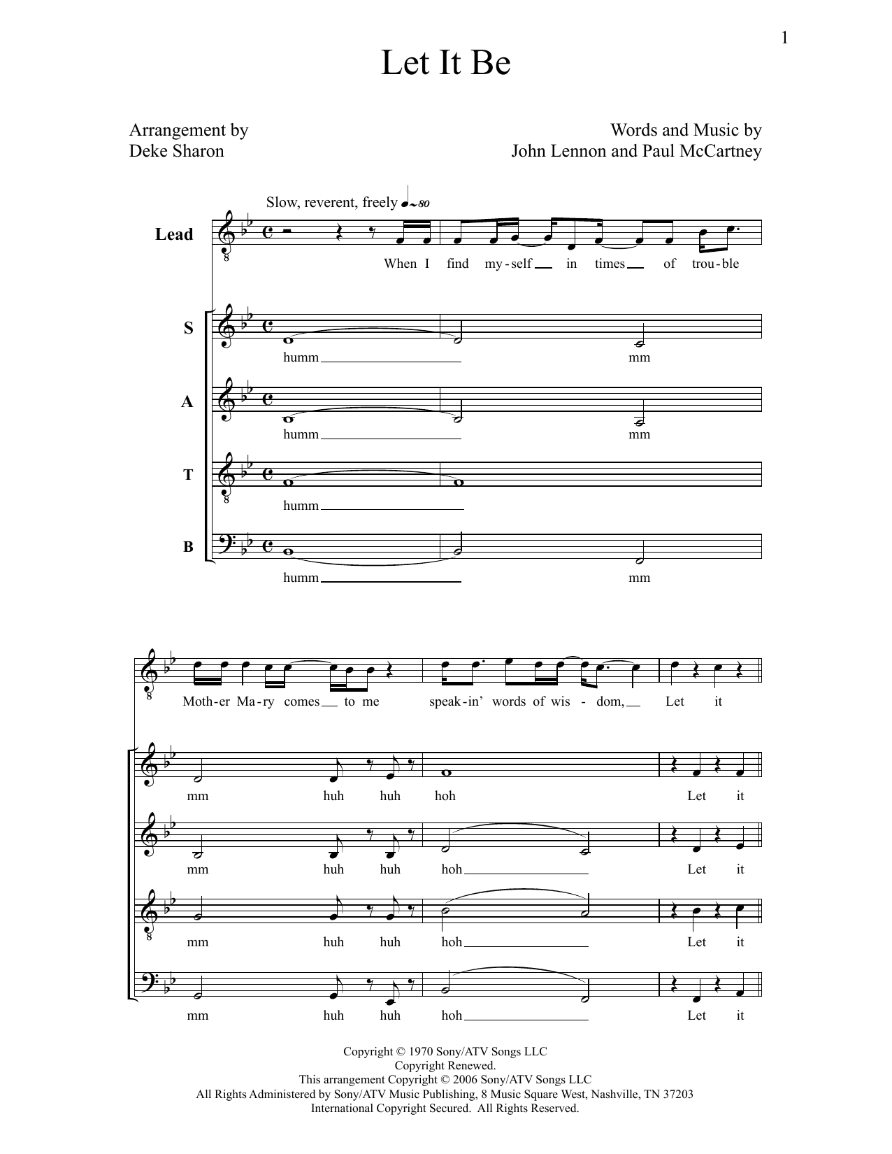 Download Deke Sharon Let It Be Sheet Music and learn how to play SATB Choir PDF digital score in minutes