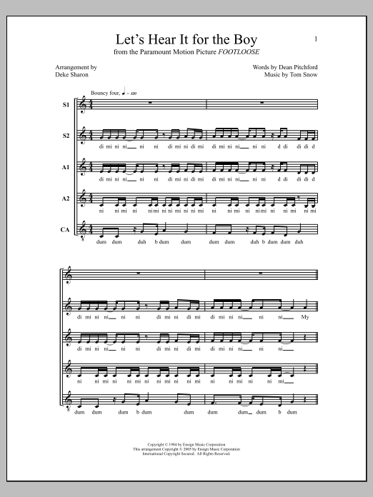 Download Deke Sharon Let's Hear It for the Boy Sheet Music and learn how to play Choir PDF digital score in minutes