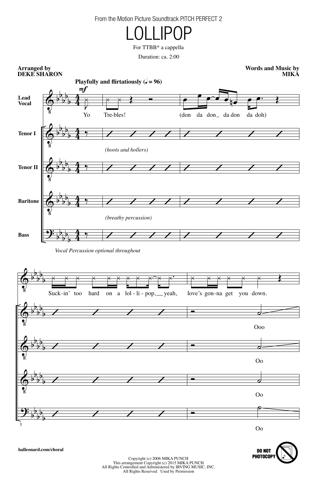 Download Deke Sharon Lollipop Sheet Music and learn how to play SSAA Choir PDF digital score in minutes