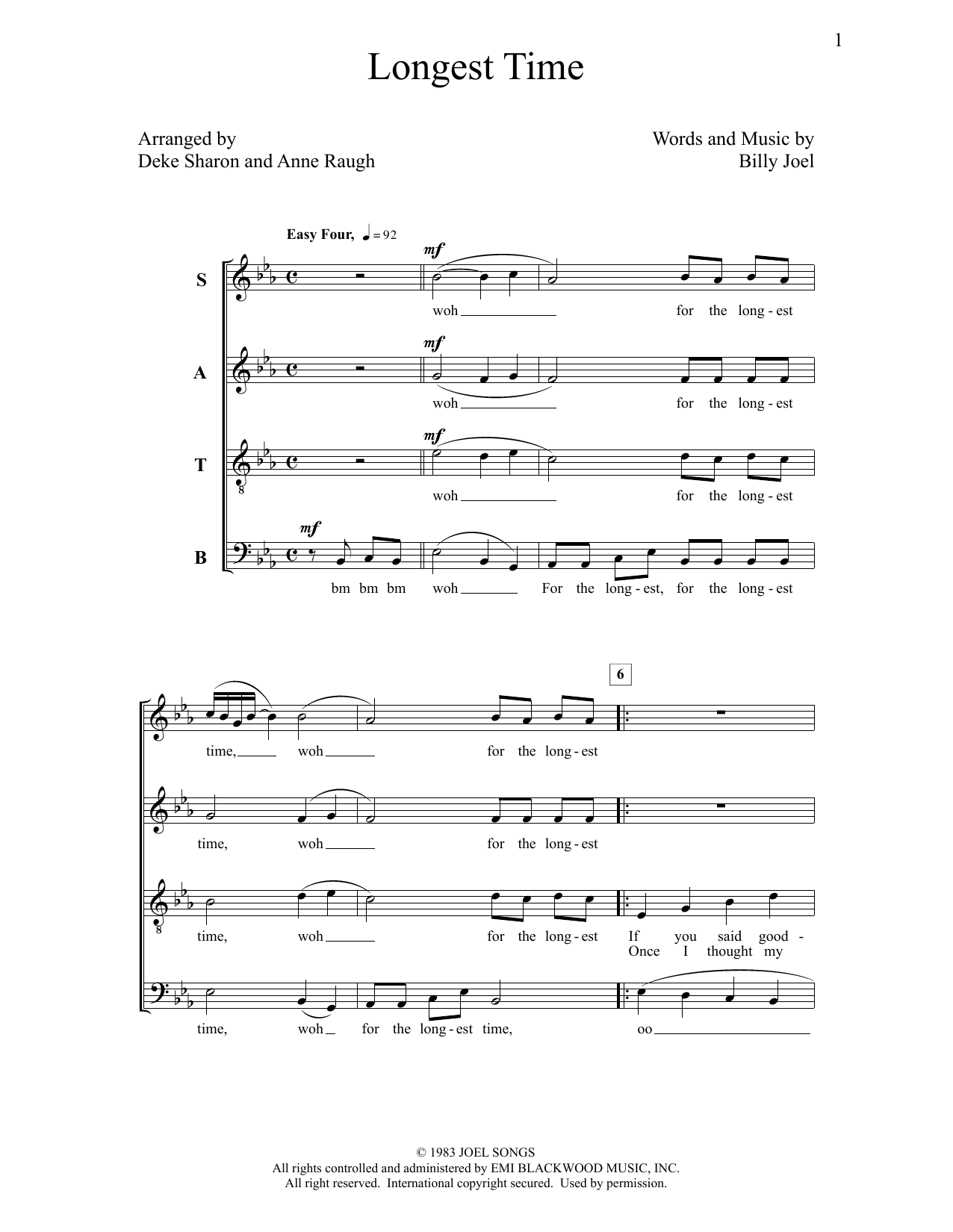 Download Deke Sharon Longest Time Sheet Music and learn how to play SATB Choir PDF digital score in minutes