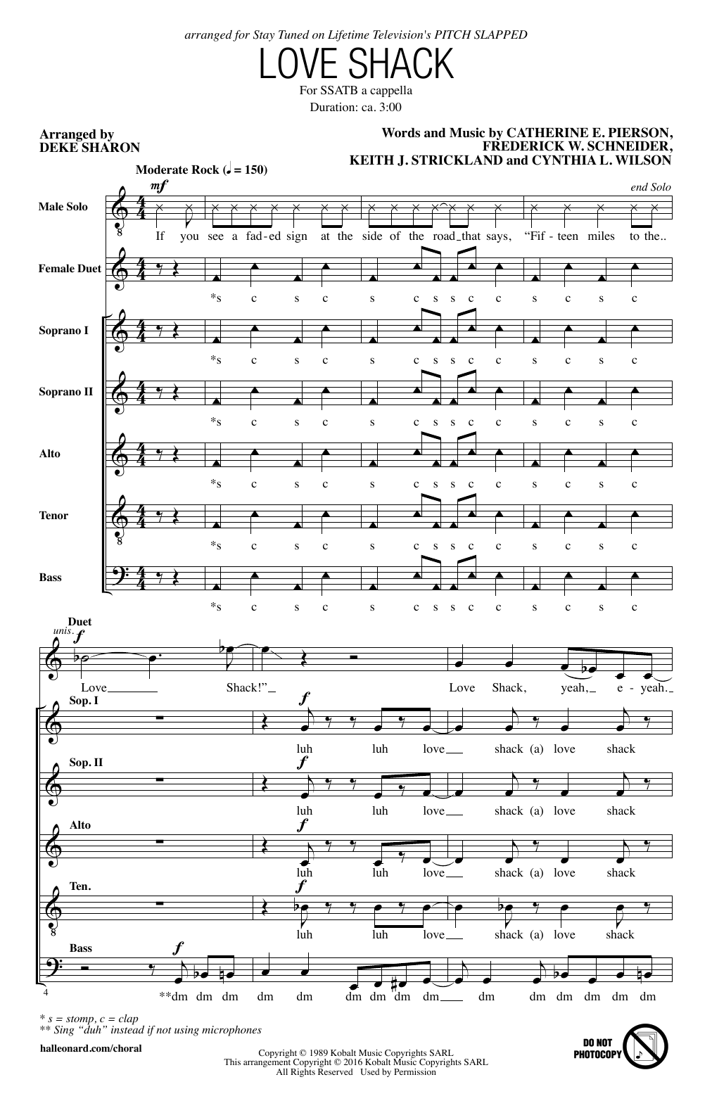 Download Deke Sharon Love Shack Sheet Music and learn how to play Choral PDF digital score in minutes