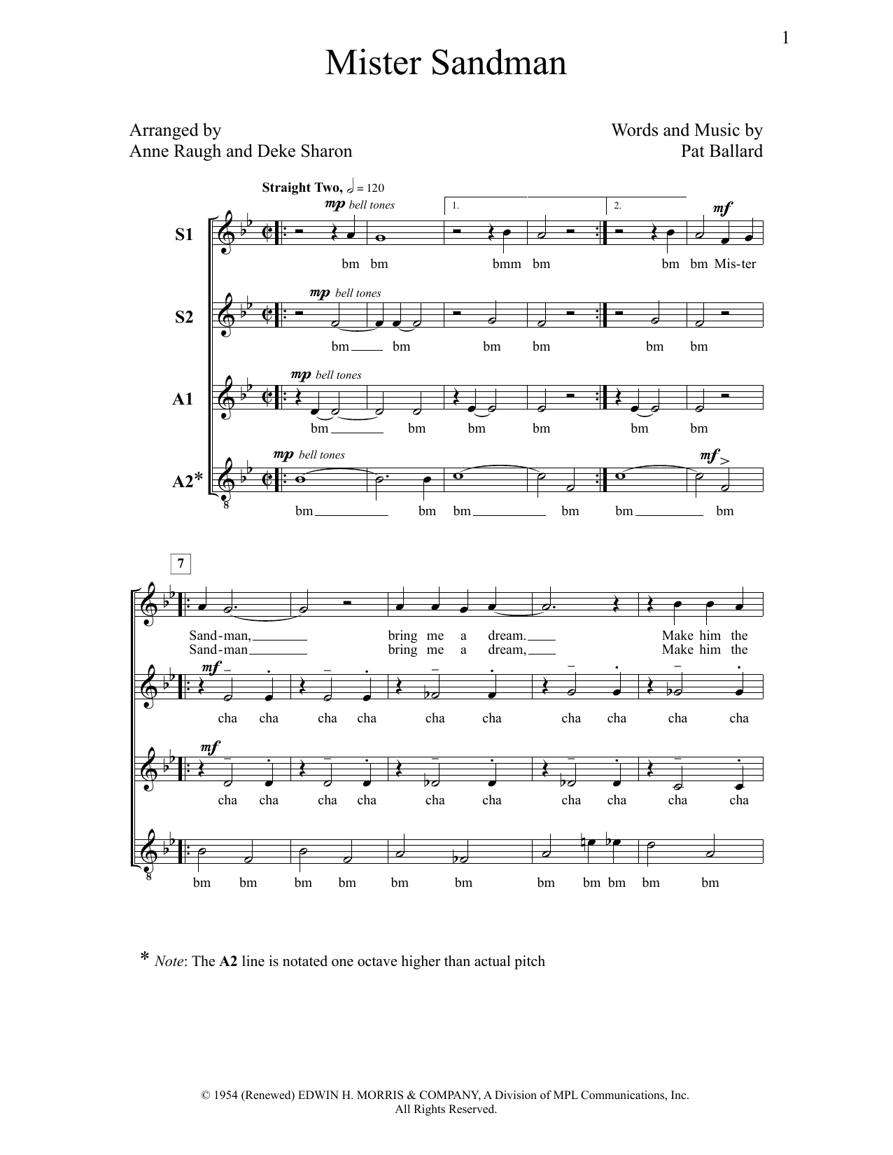 Download Deke Sharon Mister Sandman Sheet Music and learn how to play SSAA Choir PDF digital score in minutes