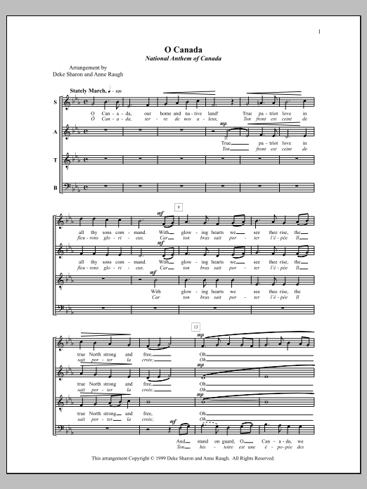 Download Deke Sharon O Canada Sheet Music and learn how to play SSAA Choir PDF digital score in minutes