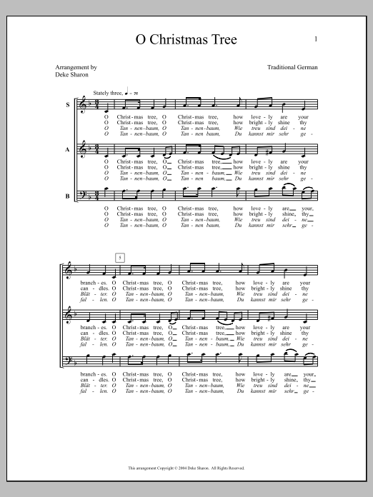 Download Deke Sharon O Christmas Tree Sheet Music and learn how to play SAB Choir PDF digital score in minutes
