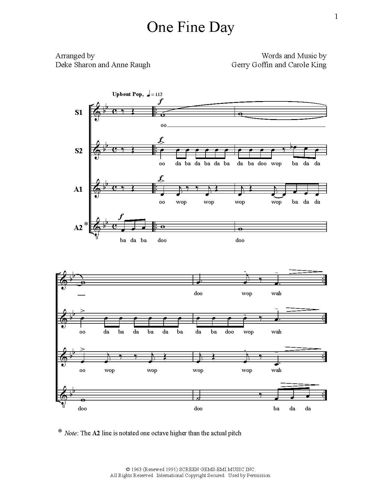 Download Deke Sharon One Fine Day Sheet Music and learn how to play SSAA Choir PDF digital score in minutes
