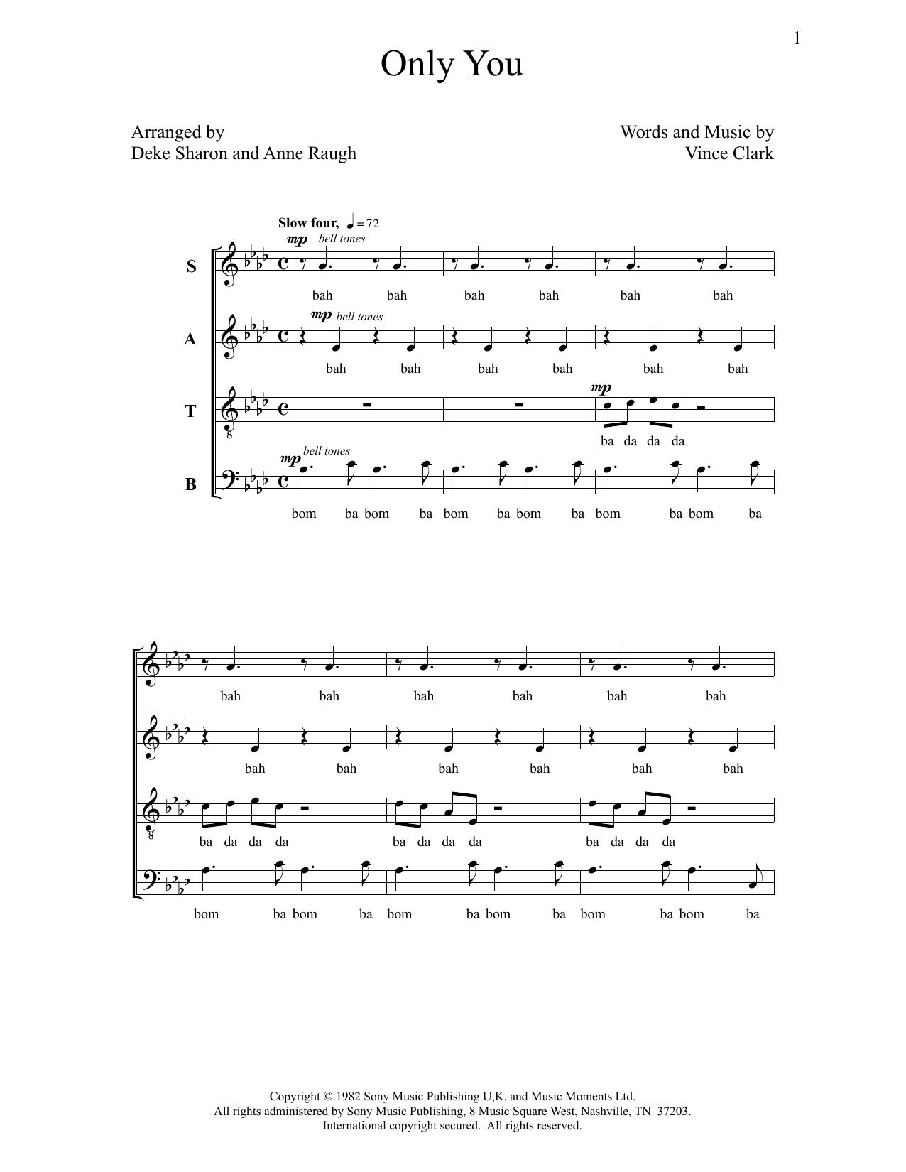 Download Deke Sharon Only You Sheet Music and learn how to play SATB Choir PDF digital score in minutes