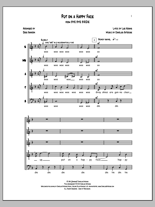 Download Deke Sharon Put On a Happy Face Sheet Music and learn how to play SSATB Choir PDF digital score in minutes