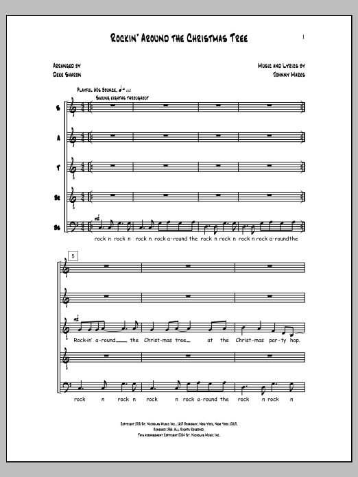 Download Deke Sharon Rockin' Around The Christmas Tree Sheet Music and learn how to play SATBB Choir PDF digital score in minutes