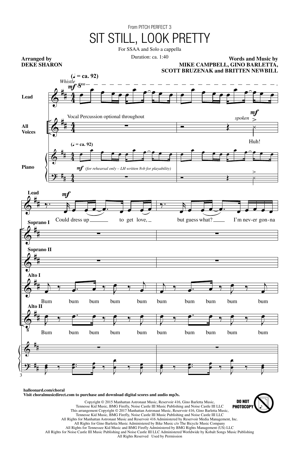 Download Daya Sit Still, Look Pretty (arr. Deke Sharon) Sheet Music and learn how to play SSAA PDF digital score in minutes