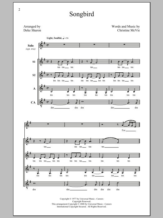 Download Deke Sharon Songbird Sheet Music and learn how to play SSA Choir PDF digital score in minutes