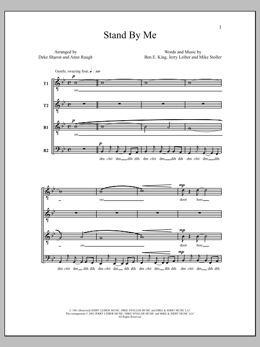 Download Deke Sharon Stand By Me Sheet Music and learn how to play TTBB Choir PDF digital score in minutes
