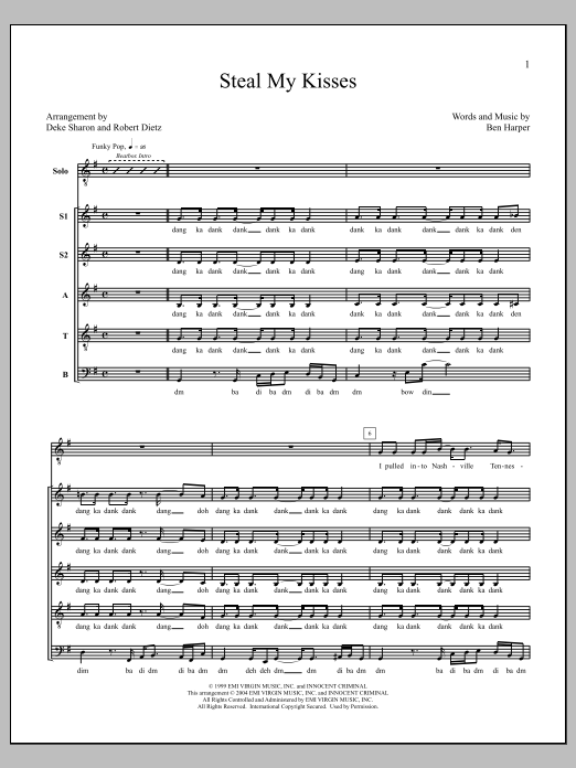 Download Deke Sharon Steal My Kisses Sheet Music and learn how to play SSATB Choir PDF digital score in minutes