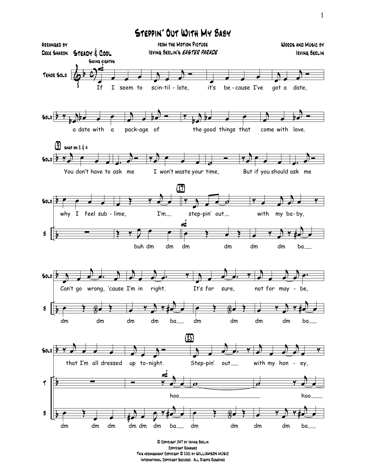 Download Deke Sharon Steppin' Out With My Baby Sheet Music and learn how to play Choir PDF digital score in minutes