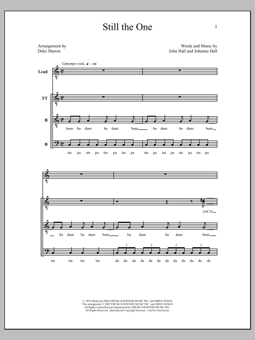 Download Deke Sharon Still the One Sheet Music and learn how to play TTBB Choir PDF digital score in minutes