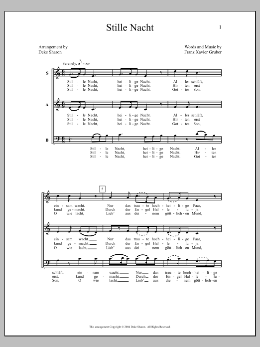 Download Deke Sharon Stille Nacht Sheet Music and learn how to play SAB Choir PDF digital score in minutes