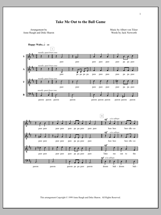 Download Deke Sharon Take Me Out To The Ball Game Sheet Music and learn how to play SATB Choir PDF digital score in minutes