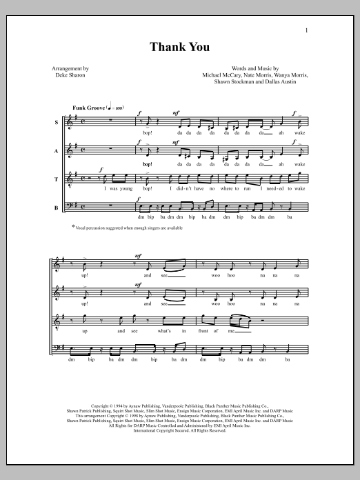 Download Deke Sharon Thank You Sheet Music and learn how to play SATB Choir PDF digital score in minutes