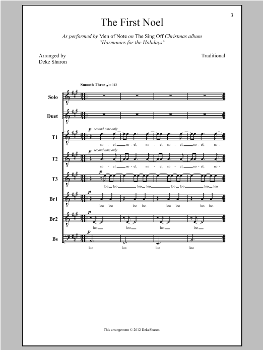 Download Traditional Carol The First Noel (arr. Deke Sharon) Sheet Music and learn how to play TTBB PDF digital score in minutes