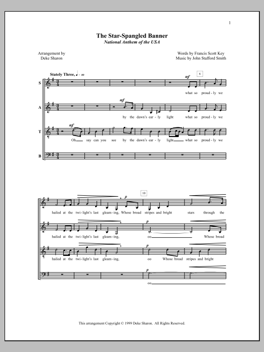 Download Deke Sharon The Star-Spangled Banner Sheet Music and learn how to play SSAA Choir PDF digital score in minutes