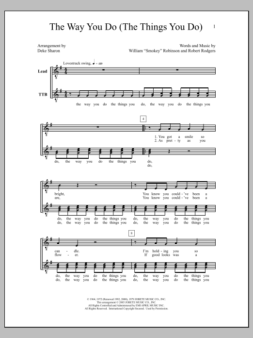 Download Deke Sharon The Way You Do (The Things You Do) Sheet Music and learn how to play TTB Choir PDF digital score in minutes