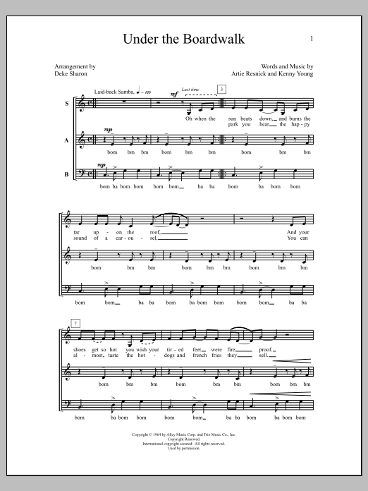 Download Deke Sharon Under The Boardwalk Sheet Music and learn how to play SAB Choir PDF digital score in minutes