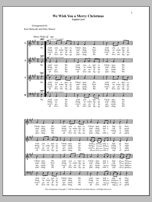 Download Deke Sharon We Wish You A Merry Christmas Sheet Music and learn how to play SATB Choir PDF digital score in minutes