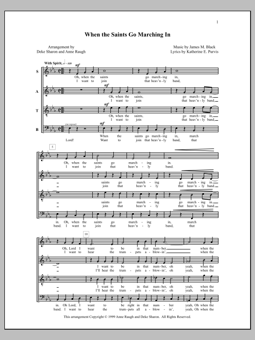 Download Deke Sharon When the Saints Go Marching In Sheet Music and learn how to play SATB Choir PDF digital score in minutes