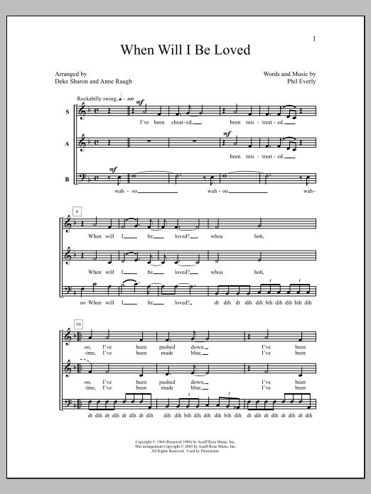 Download Deke Sharon When Will I Be Loved Sheet Music and learn how to play SATB Choir PDF digital score in minutes