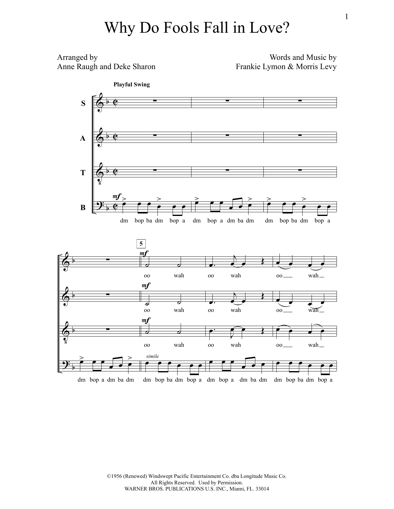 Download Deke Sharon Why Do Fools Fall in Love? Sheet Music and learn how to play SATB Choir PDF digital score in minutes