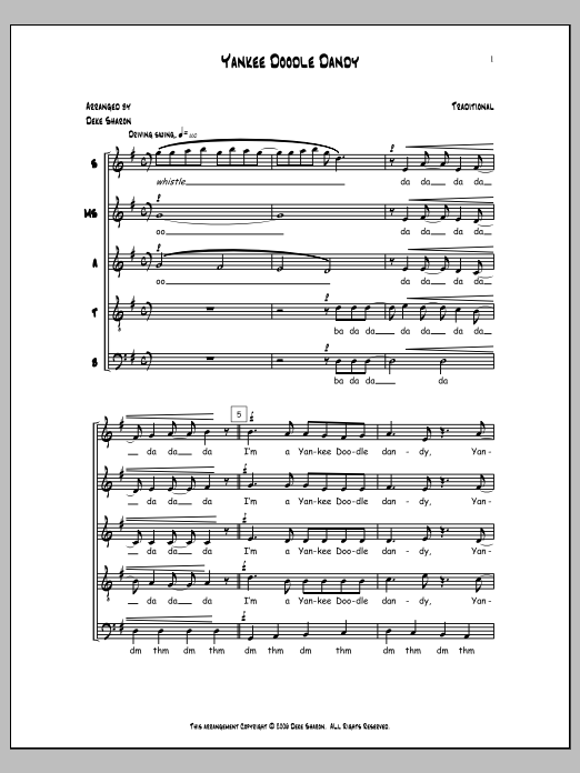 Download Deke Sharon Yankee Doodle Sheet Music and learn how to play SSATB Choir PDF digital score in minutes
