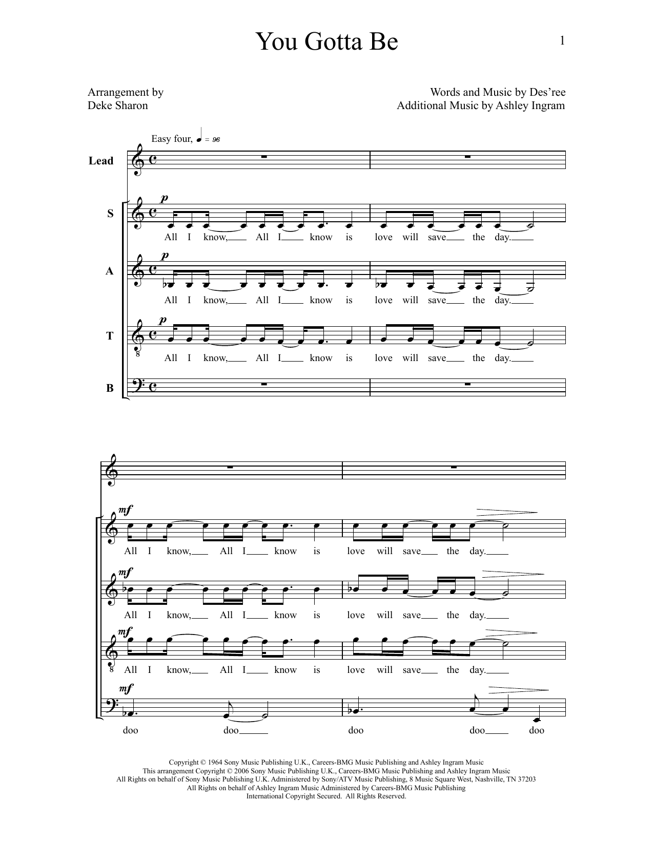 Download Deke Sharon You Gotta Be Sheet Music and learn how to play SATB Choir PDF digital score in minutes