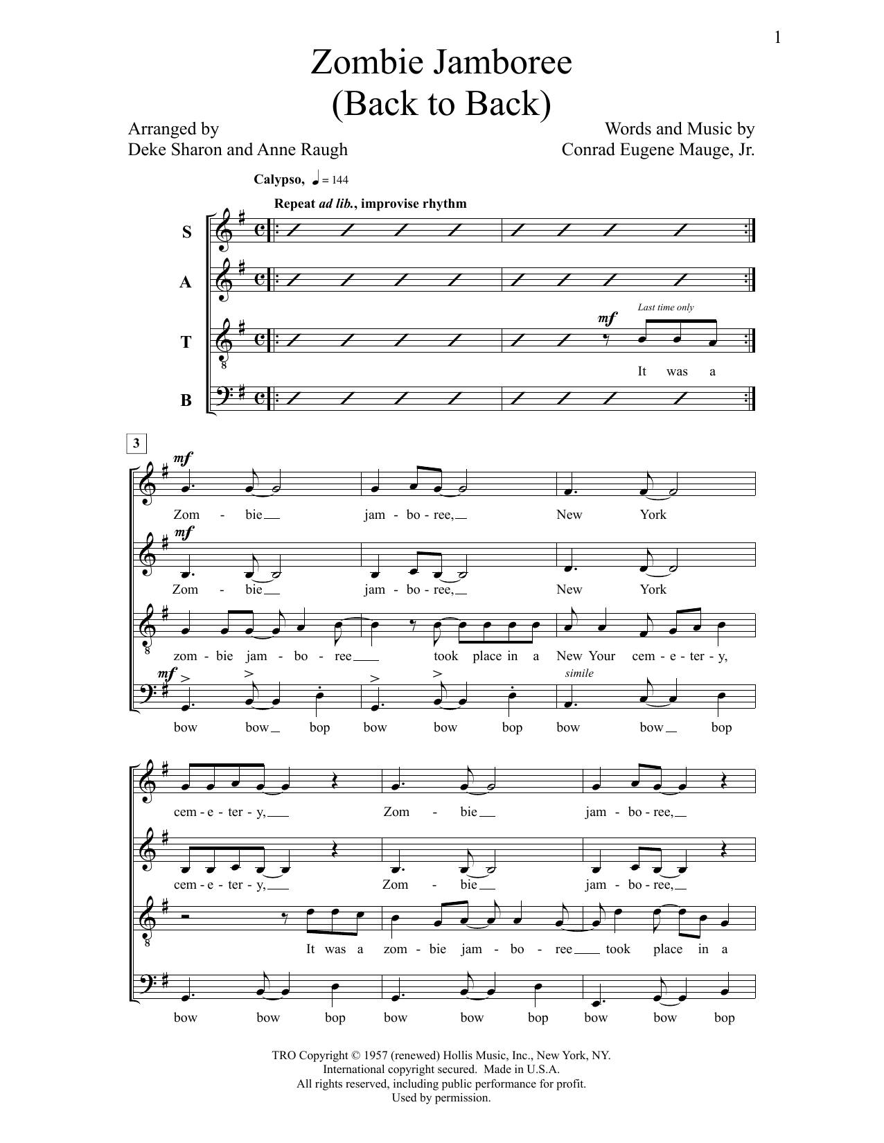 Download Deke Sharon Zombie Jamboree Sheet Music and learn how to play SATB Choir PDF digital score in minutes
