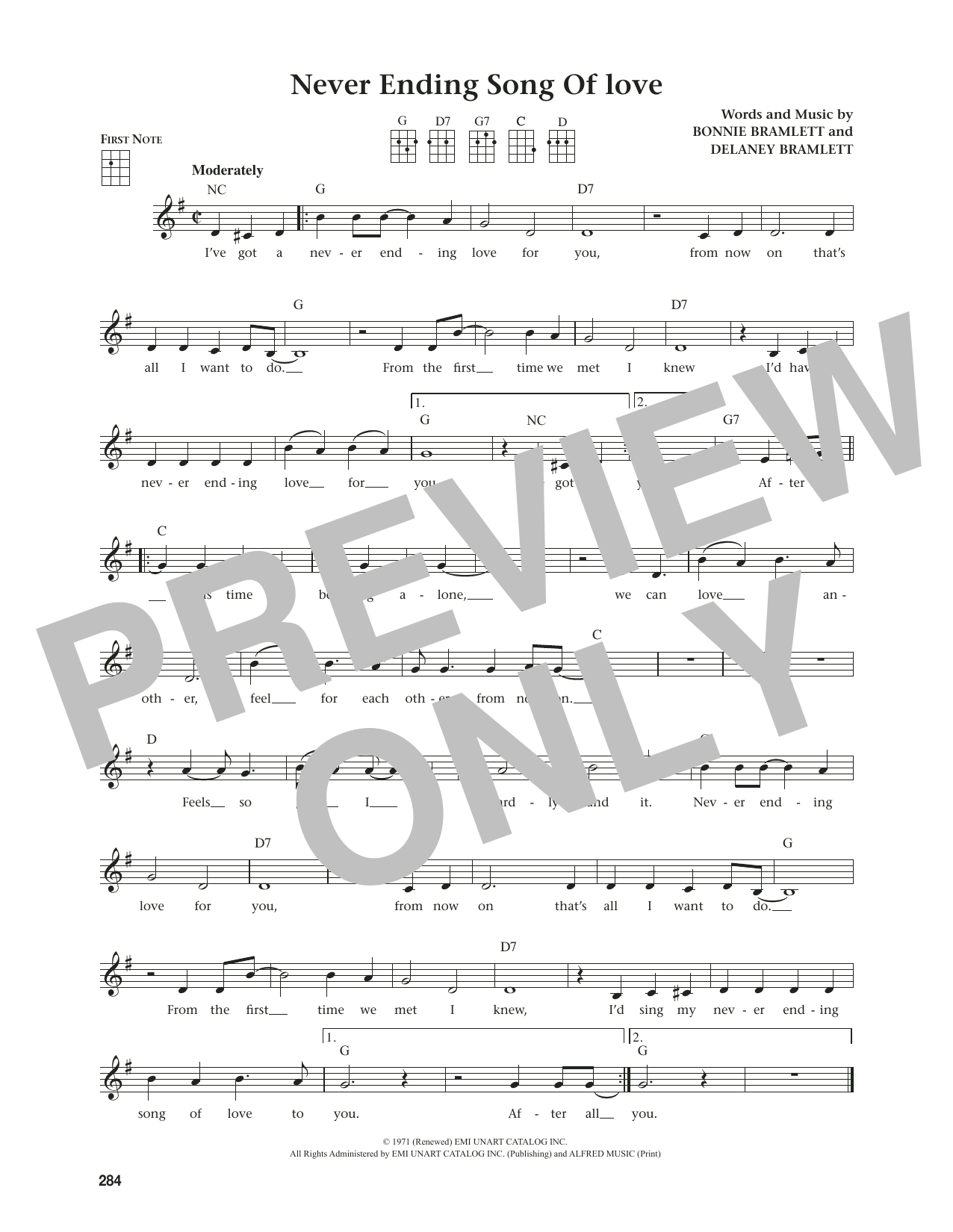 Download Delaney & Bonnie Never Ending Song Of Love (from The Daily Ukulele) (arr. Jim Beloff) Sheet Music and learn how to play Ukulele PDF digital score in minutes