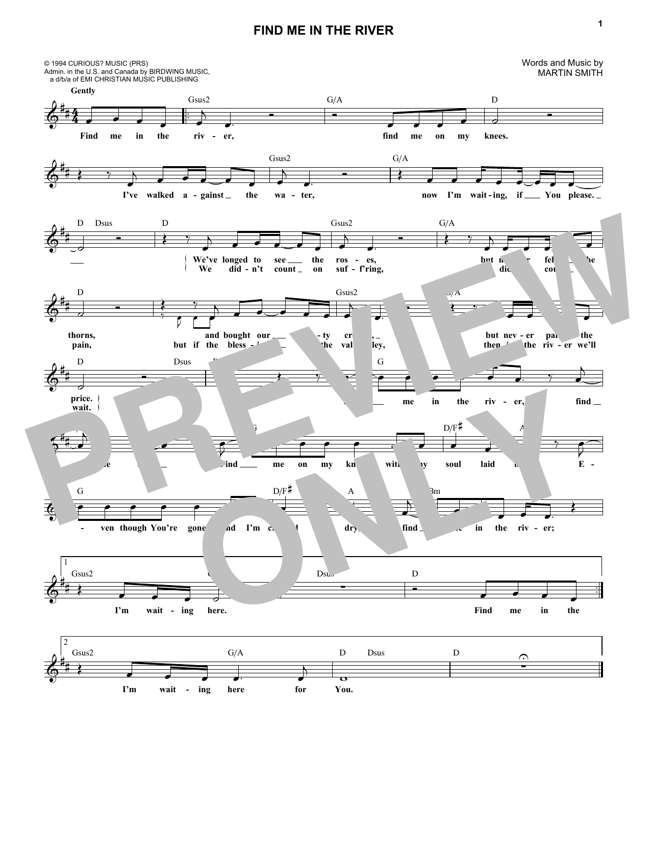 Download Delirious? Find Me In The River Sheet Music and learn how to play Lead Sheet / Fake Book PDF digital score in minutes