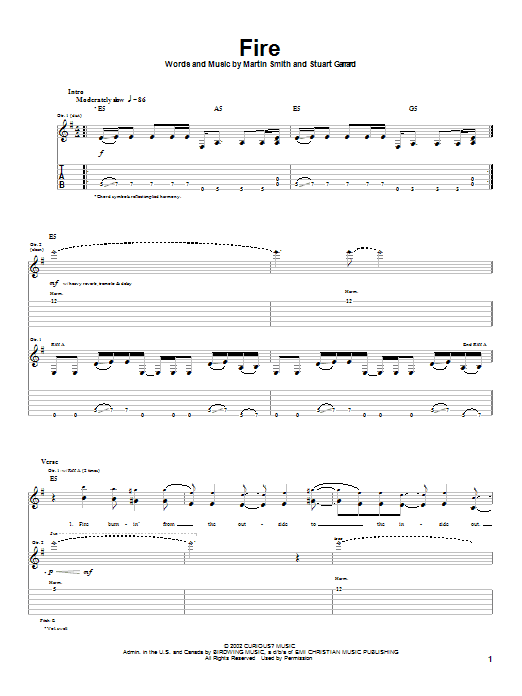 Download Delirious? Fire Sheet Music and learn how to play Guitar Tab PDF digital score in minutes