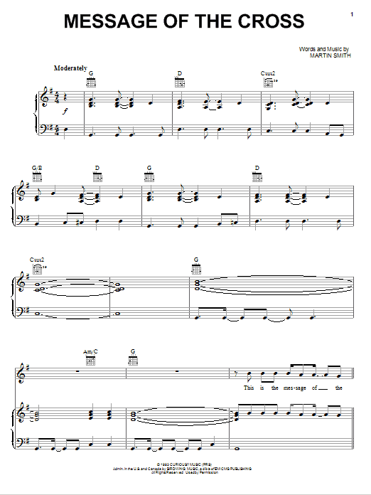 Download Delirious? Message Of The Cross Sheet Music and learn how to play Piano, Vocal & Guitar (Right-Hand Melody) PDF digital score in minutes