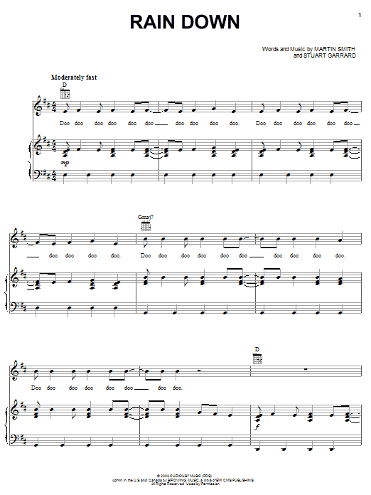 Download Delirious? Rain Down Sheet Music and learn how to play Easy Piano PDF digital score in minutes