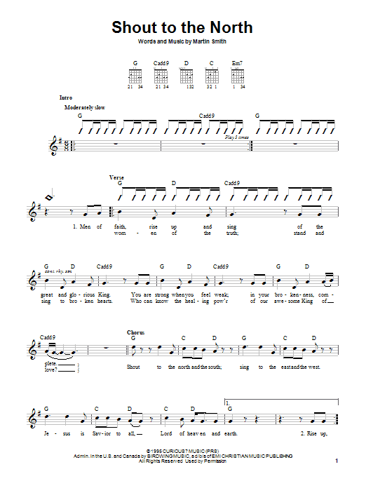 Download Delirious? Shout To The North Sheet Music and learn how to play Guitar with strumming patterns PDF digital score in minutes