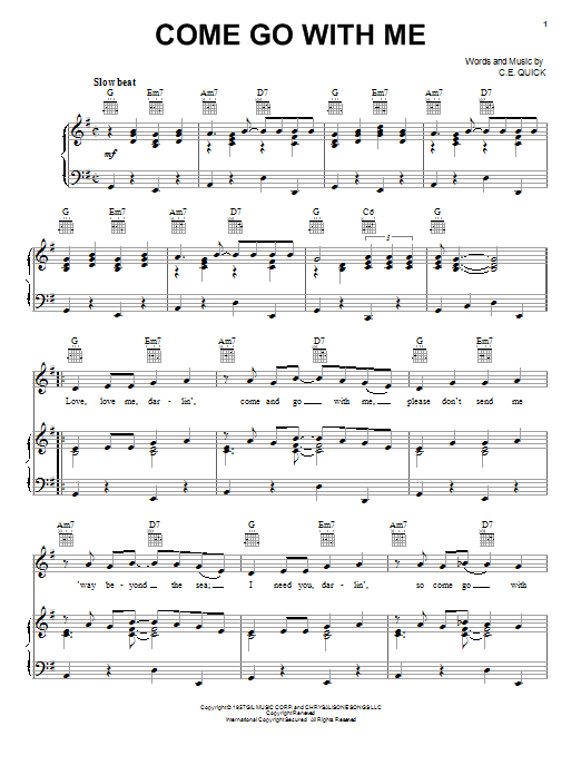 Download Dell-Vikings Come Go With Me Sheet Music and learn how to play Piano, Vocal & Guitar (Right-Hand Melody) PDF digital score in minutes