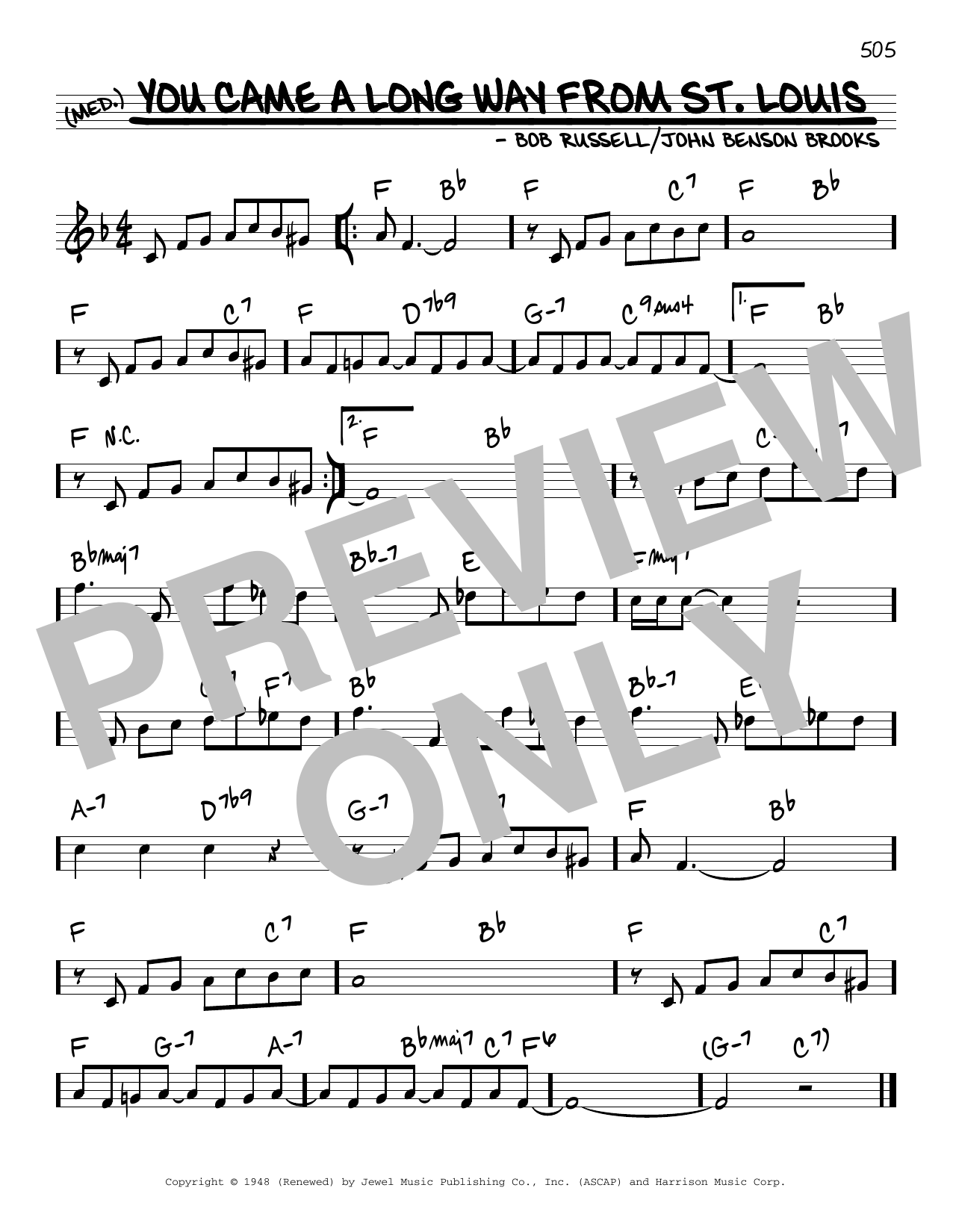 Download Della Reese You Came A Long Way From St. Louis Sheet Music and learn how to play Real Book – Melody & Chords PDF digital score in minutes